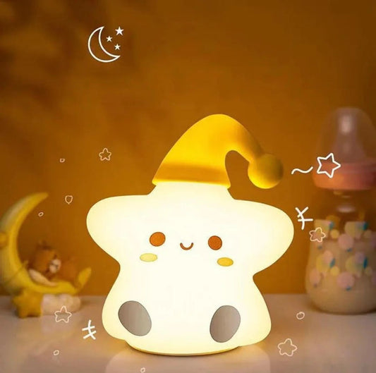 cute silicone LED night light USB rechargeable touch control star lamp – Pakistan