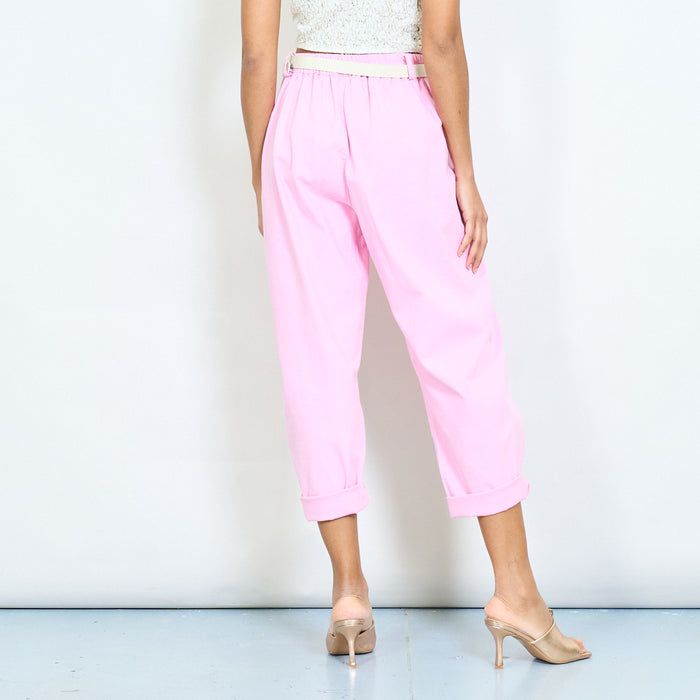 Daisy floral embroidery relaxed fit trousers with belt wholesale