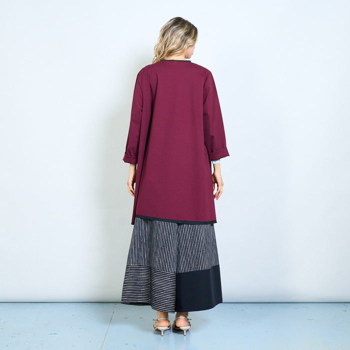 Deep v-neck contrast trim tunic top with pocket detail wholesale
