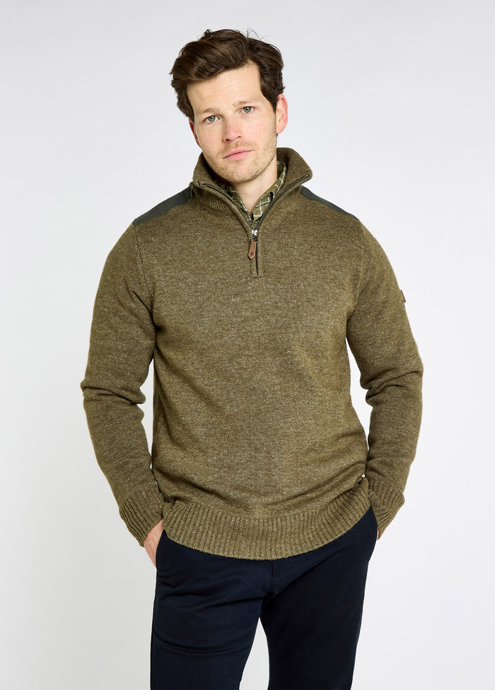 Doherty Men’s zip neck sweater - Dusky Green