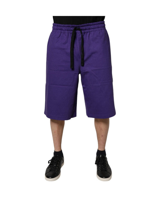 Dolce & Gabbana Purple Cotton Men Bermuda Sweatshorts Shorts