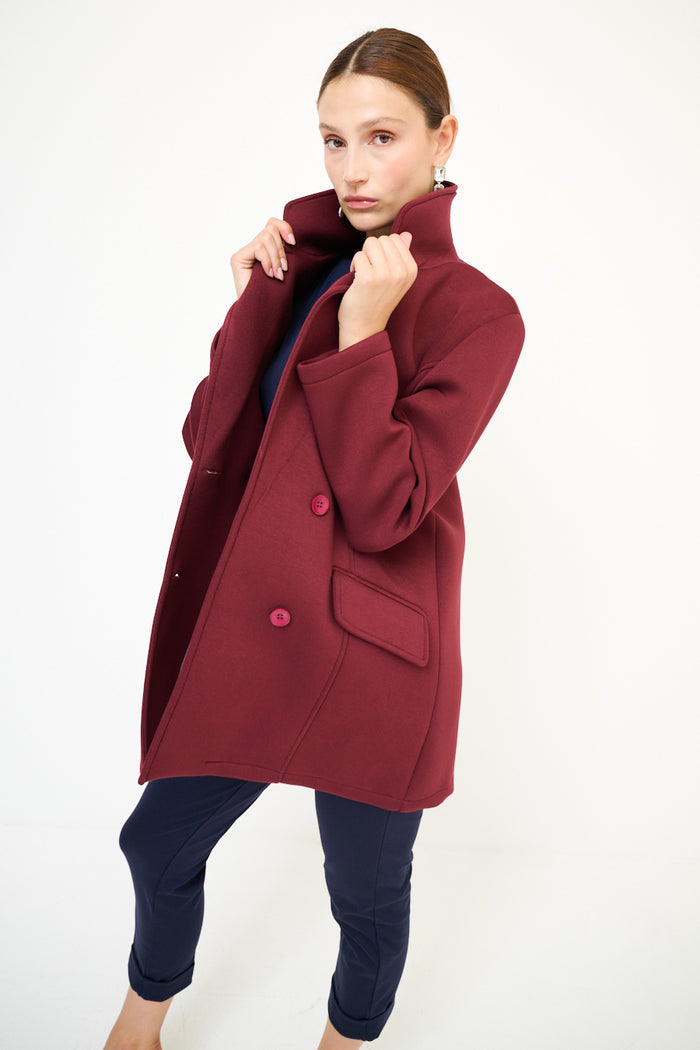 Double-breasted structured wool-look coat wholesale