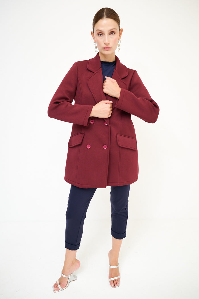 Double-breasted structured wool-look coat wholesale