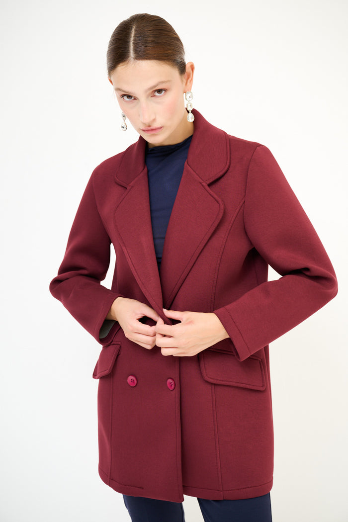 Double-breasted structured wool-look coat wholesale