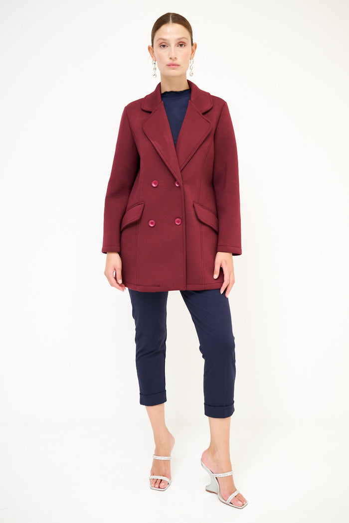 Double-breasted structured wool-look coat wholesale