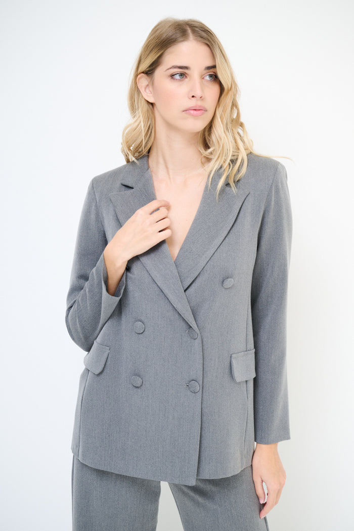 Double-breasted tailored structured blazer jacket wholesale
