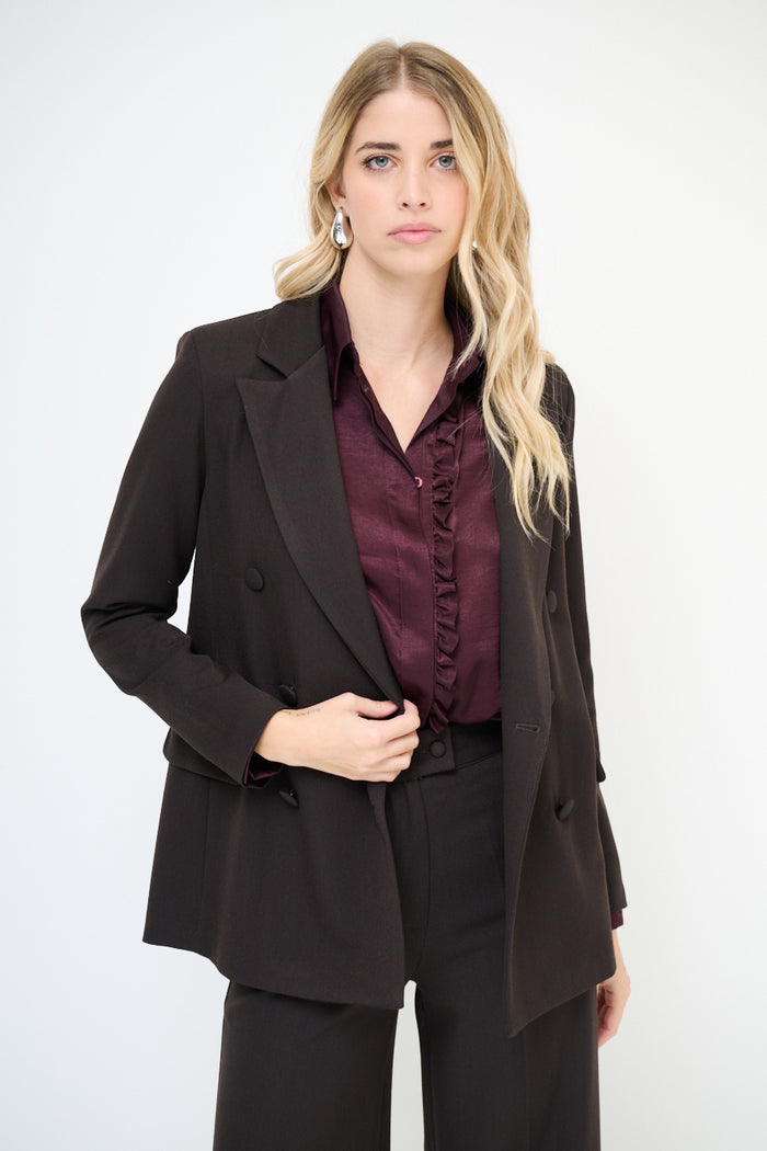 Double-breasted tailored structured blazer jacket wholesale