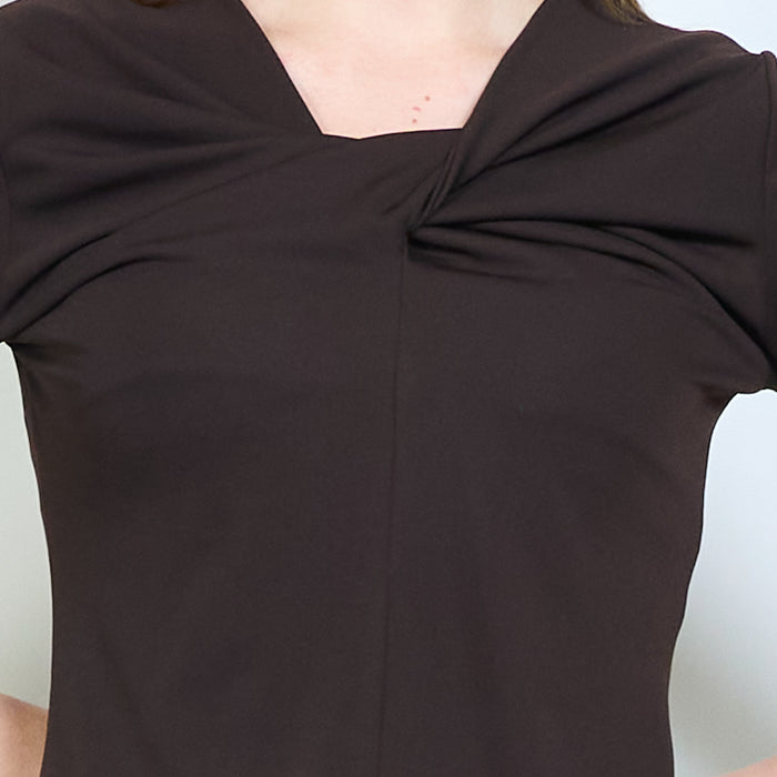 Draped front twist detail long sleeve top wholesale