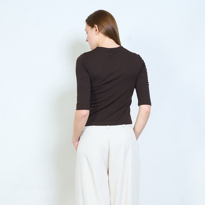 Draped front twist detail long sleeve top wholesale