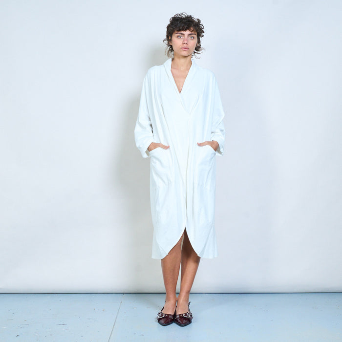 Draped wrap style long sleeve dress with pocket detail wholesale