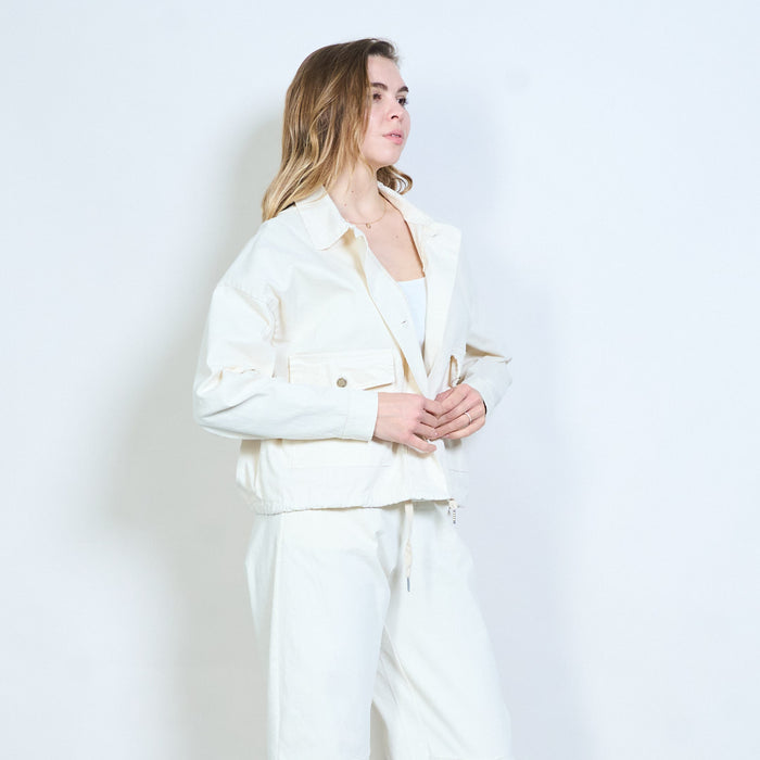 Drawstring hem button front pocket jacket wholesale