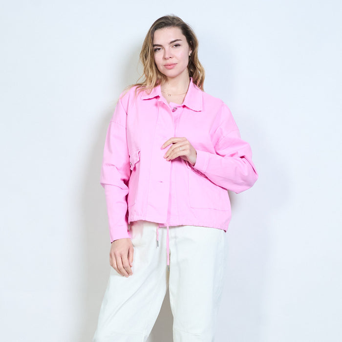Drawstring hem button front pocket jacket wholesale