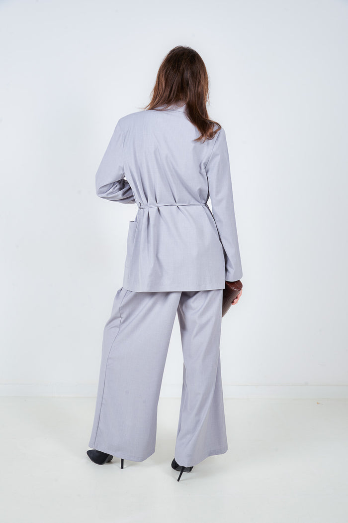 Drawstring waist tailored blazer with patch pockets and notch lapel wholesale