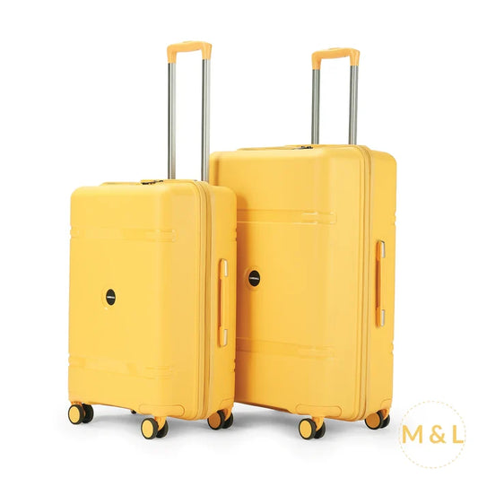 Drift Luggage Set of 2, yellow travel suitcase duo for long vacations by Carriall
