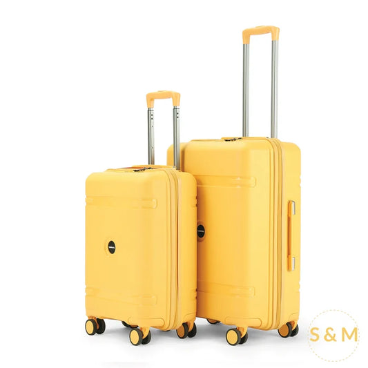 Drift Luggage Set of 2, yellow cabin and medium trolley suitcase combo by Carriall