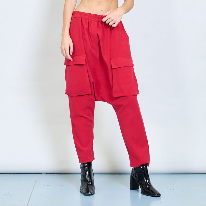 Dropped-crotch cargo trousers with utility pockets wholesale