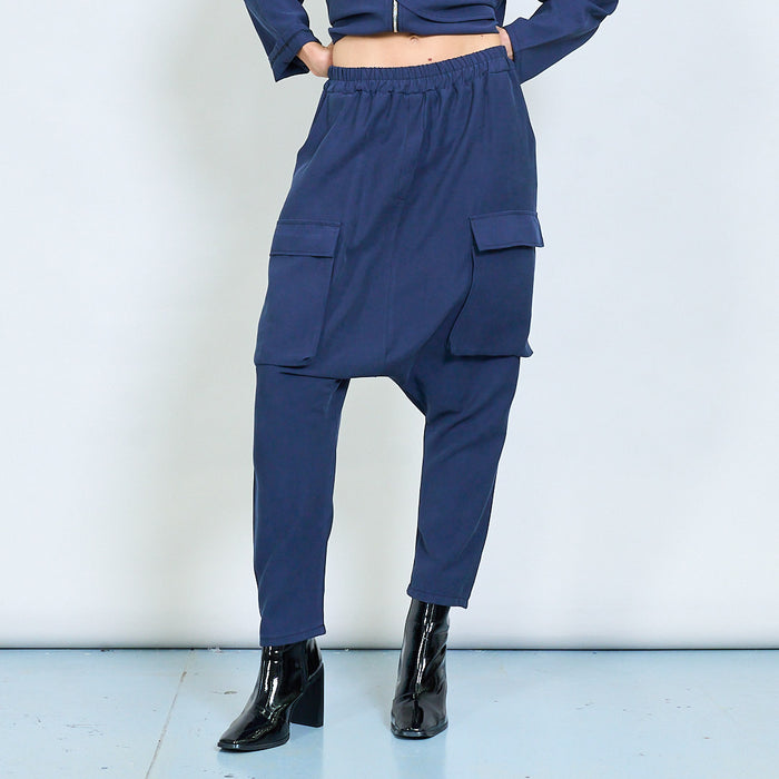 Dropped-crotch cargo trousers with utility pockets wholesale