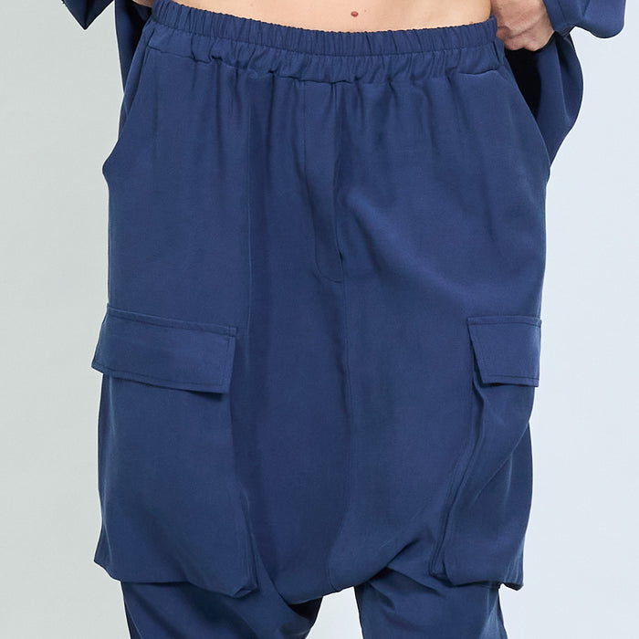 Dropped-crotch cargo trousers with utility pockets wholesale