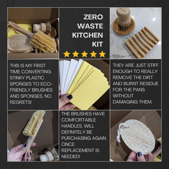 Eco-Friendly Kitchen Cleaning Set – Zero Waste Bamboo Dish Brushes & Natural Sponges | Plastic-Free & Compostable - Gaia Guy