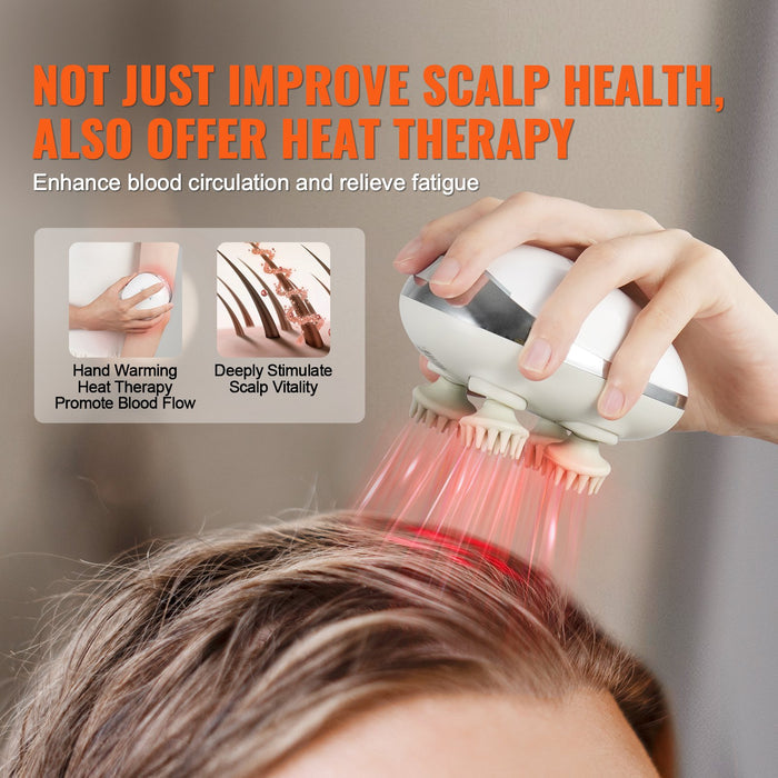 Electric Heated Scalp Massager - Rechargeable IPX7 Waterproof with 8 Massage Heads - side view