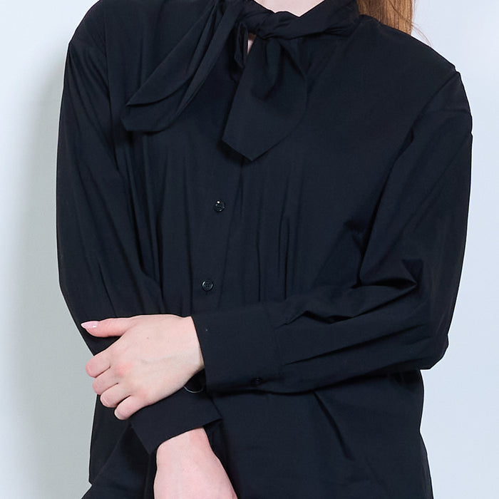 Elegant bow-tie neck button-down blouse wholesale