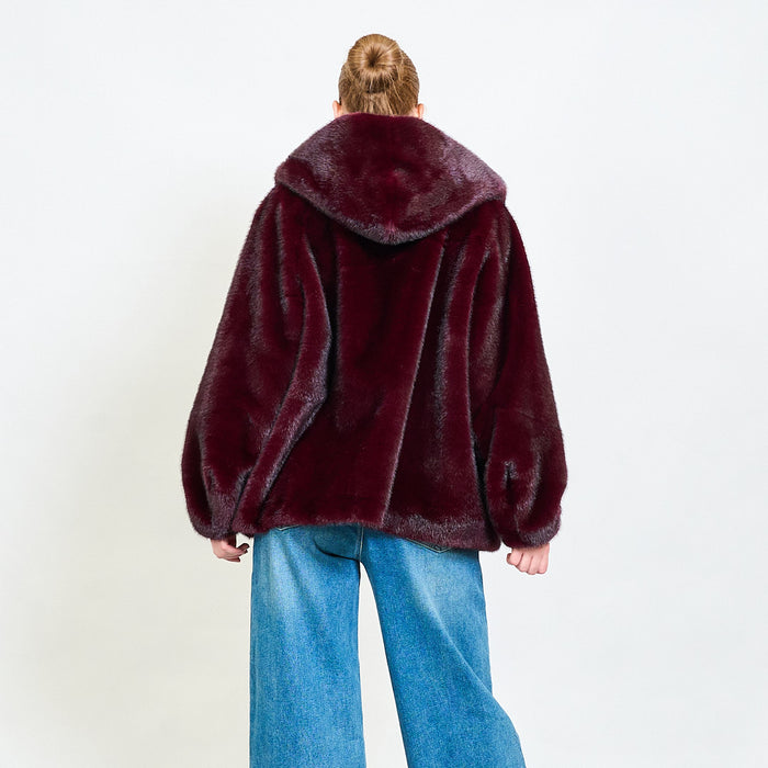 Elegant faux fur jacket with jewel clasp wholesale