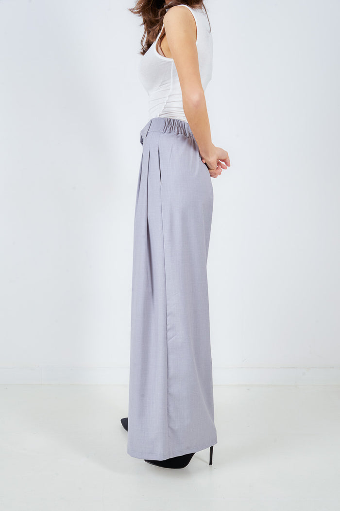 Elegant high rise pleated fluid wide leg trouser wholesale