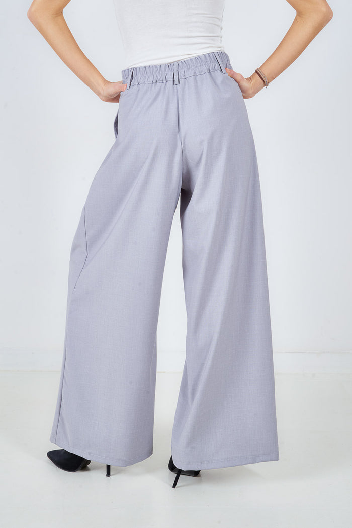 Elegant high rise pleated fluid wide leg trouser wholesale