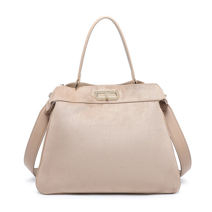 Elegant top handle bag with metallic lock wholesale