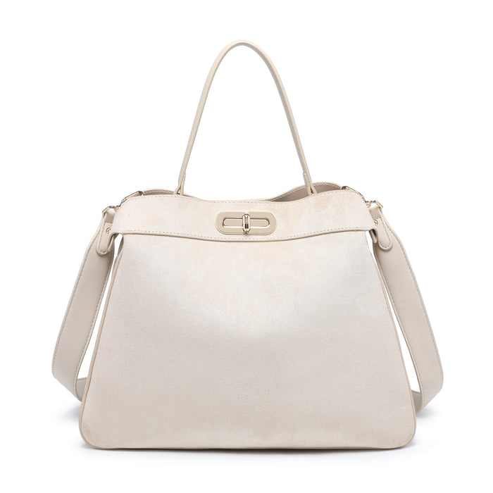 Elegant top handle bag with metallic lock wholesale