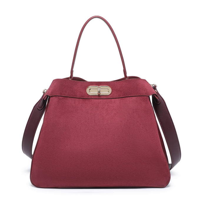 Elegant top handle bag with metallic lock wholesale
