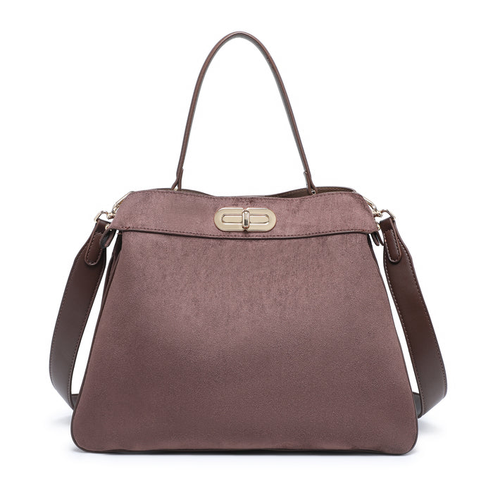 Elegant top handle bag with metallic lock wholesale