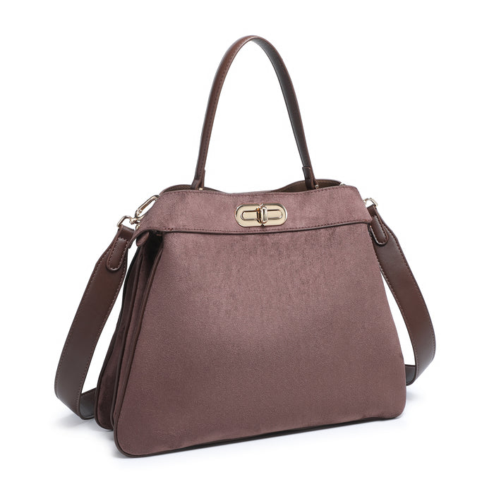 Elegant top handle bag with metallic lock wholesale
