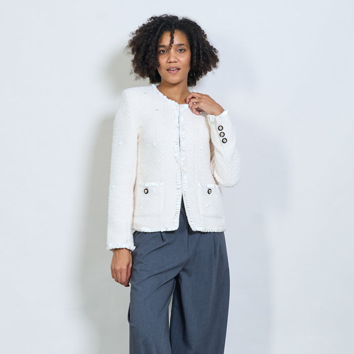 Embellished tweed blazer with sequin details wholesale
