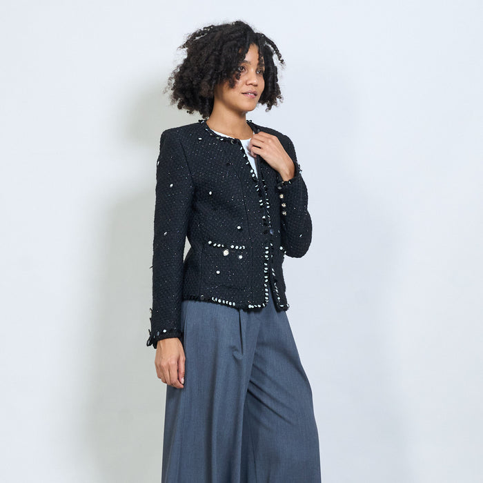 Embellished tweed blazer with sequin details wholesale