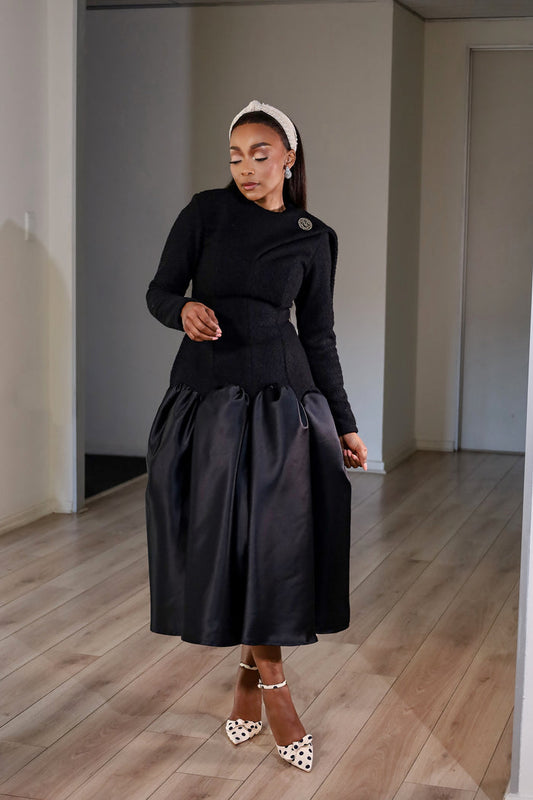 Fabrosanz: Black Winter Dropwaist Structured Dress