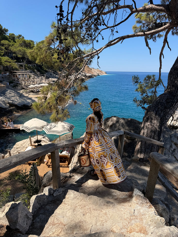 Fabrosanz: Brown Tshwane Union Print Maxi Dress