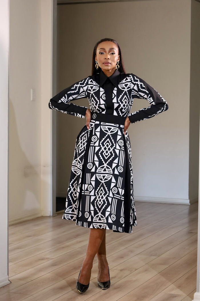Fabrosanz: Nguni Print Pleated Dress