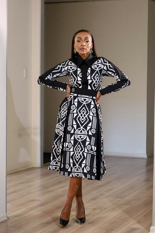 Fabrosanz: Nguni Print Pleated Dress