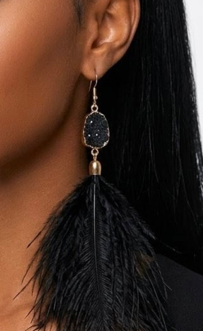 Feather Drop Earrings