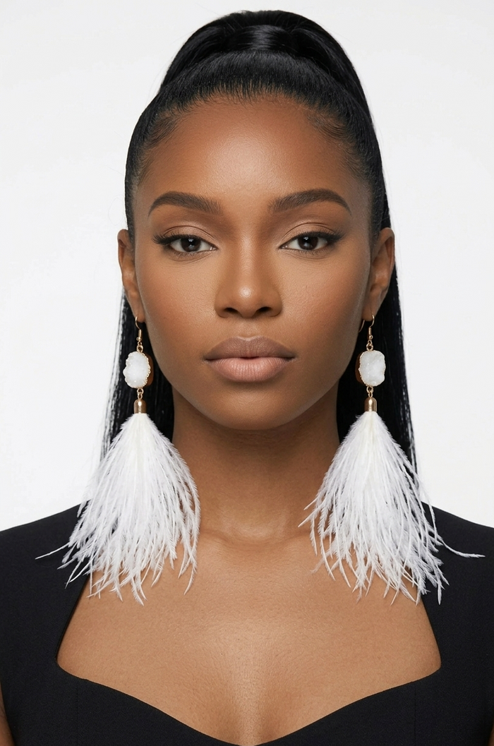 Feather Drop Earrings