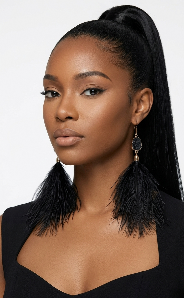 Feather Drop Earrings