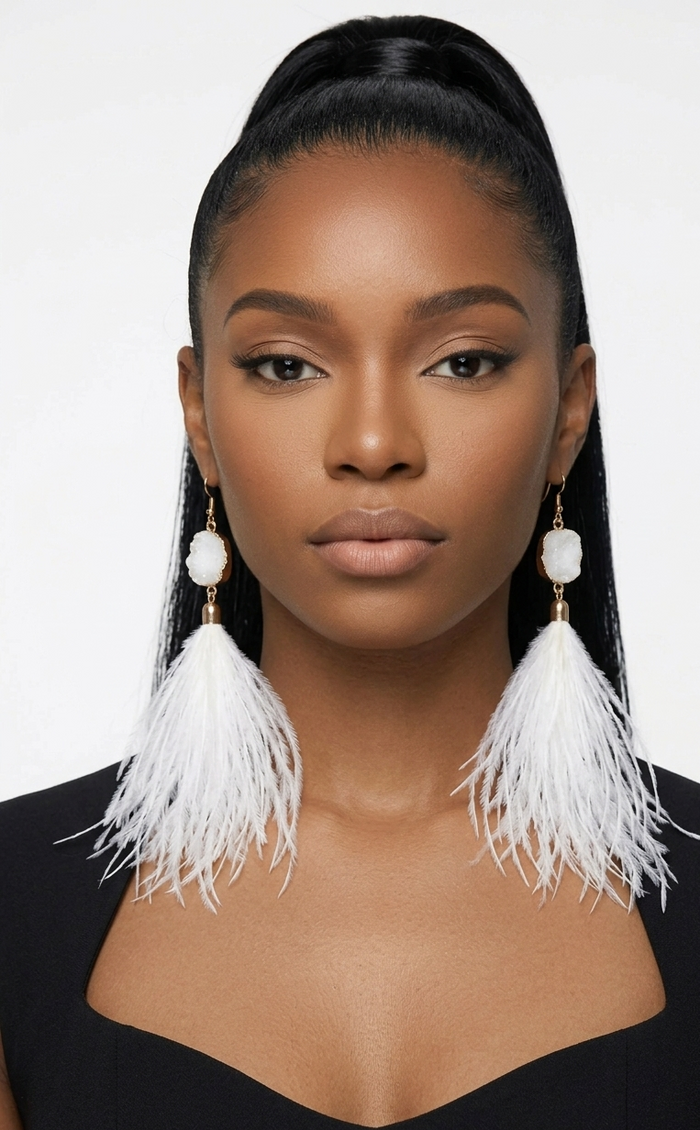 Feather Drop Earrings