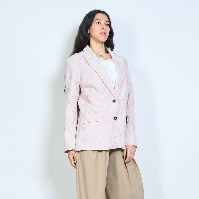 Floral embossed structured tailored blazer wholesale