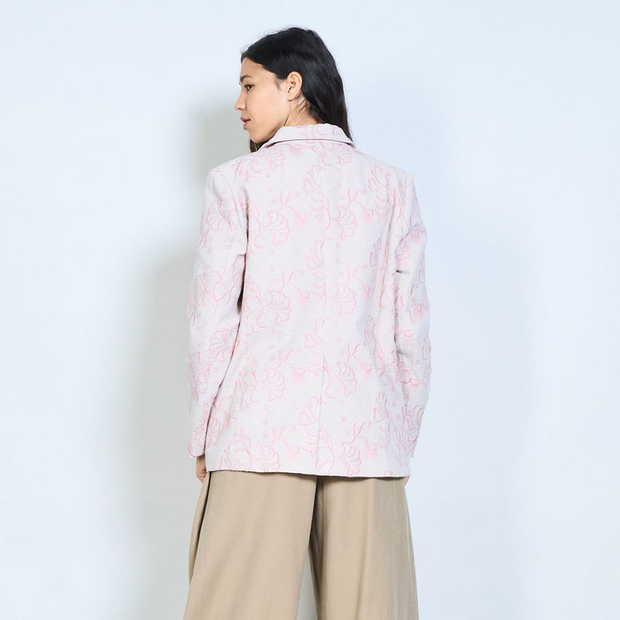 Floral embossed structured tailored blazer wholesale