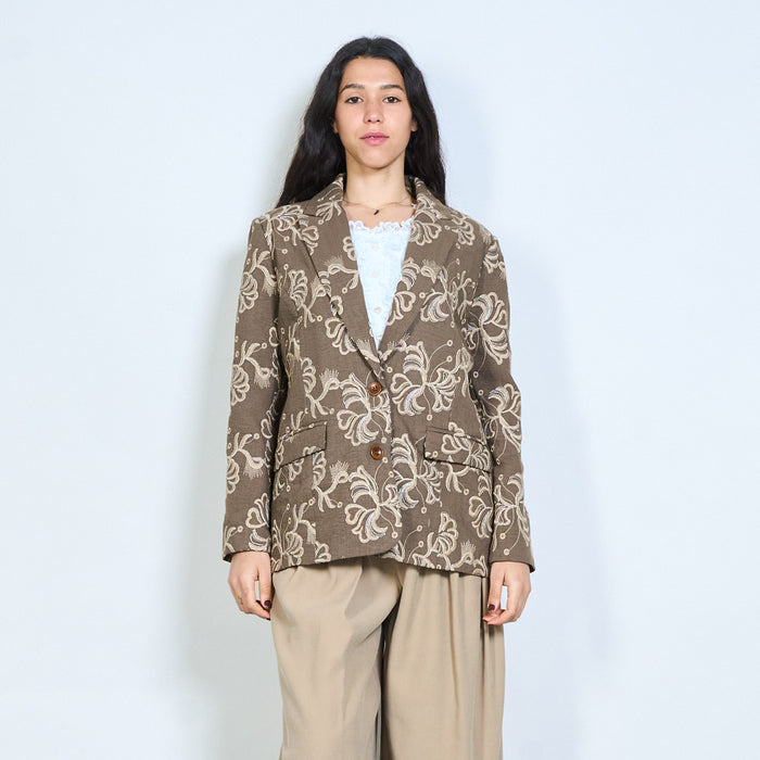 Floral embossed structured tailored blazer wholesale