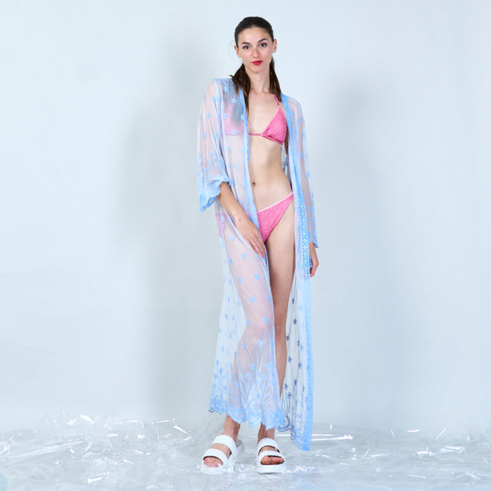 Floral embroidered sheer cover-up wholesale