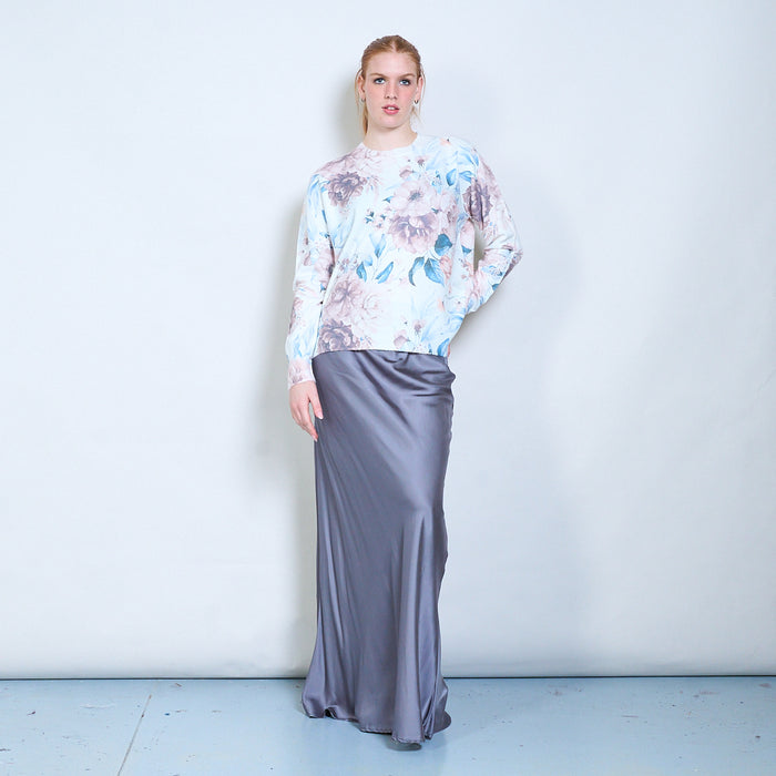 Floral garden-inspired soft knit long-sleeve sweater wholesale