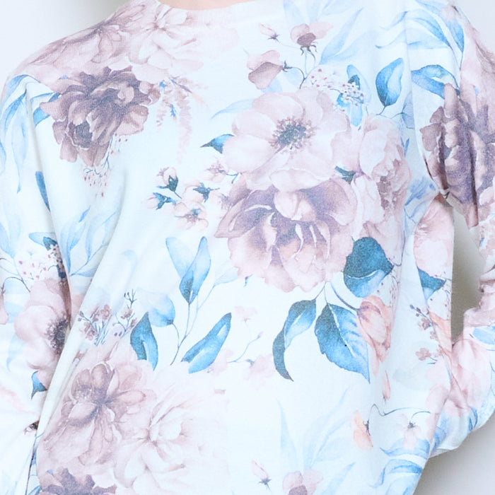 Floral garden-inspired soft knit long-sleeve sweater wholesale