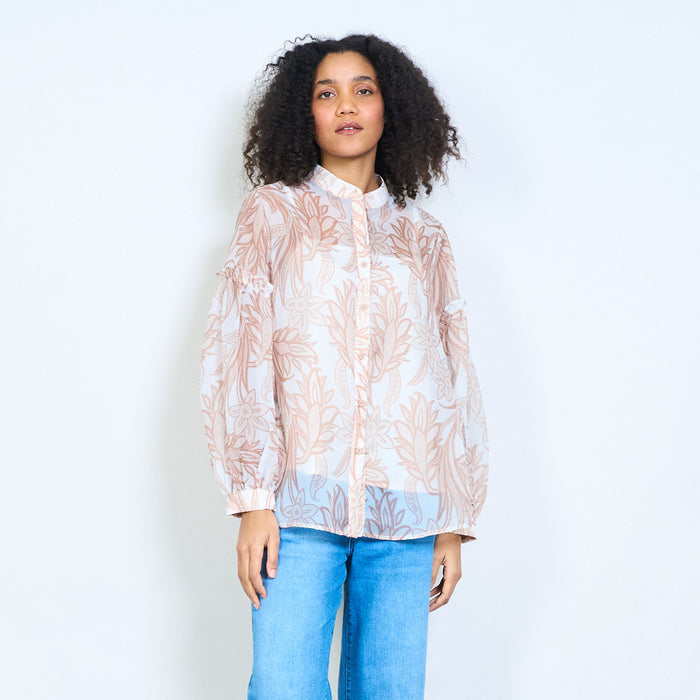 Floral print long sleeve button shirt wholesale